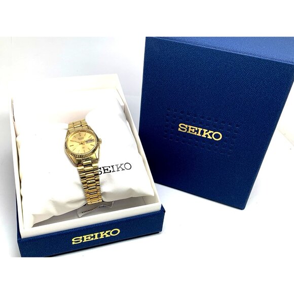 Seiko SQ Women\'s Watch 2A23-0030 Vintage Quartz Gold Dial Day Date Steel 24mm main image 8